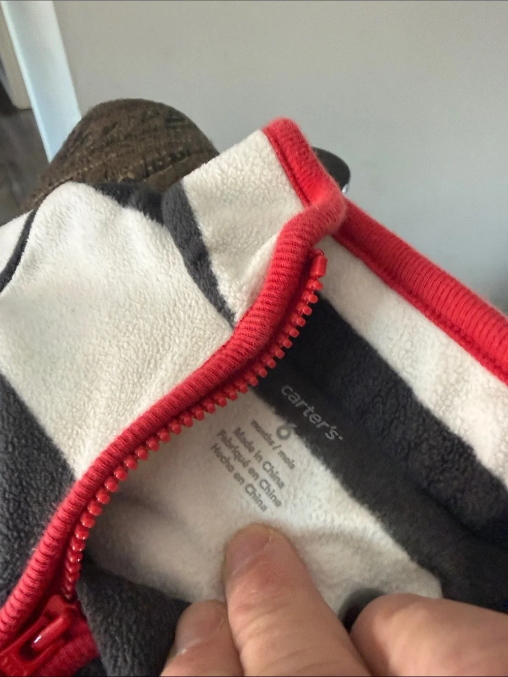 Carter's Black & White Striped Kids Hoodies Set with Red Trim